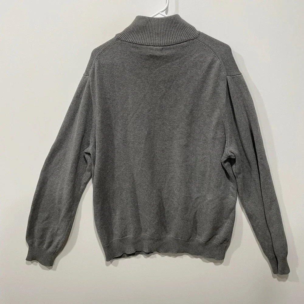 J Crew Mens Gray Cotton Cashmere Blend 1/4 Zip‎ Mock Neck Sweater XL
